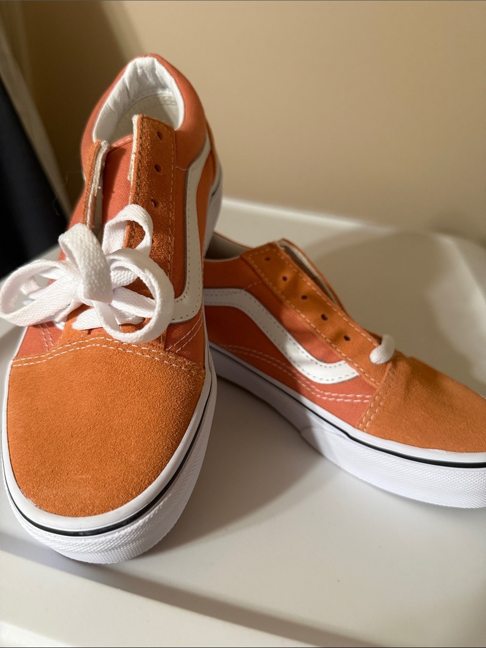 Vans Orange Suede Skate Sneakers with White Stripe - NWOT